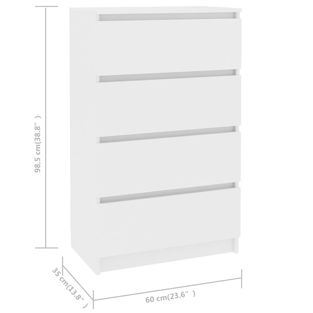 Sideboard White 60X35X98.5 Cm Engineered Wood