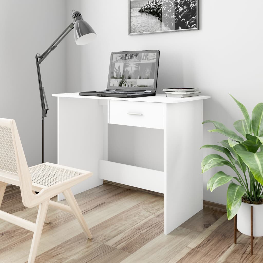 Desk White 100X50X76 Cm Engineered Wood