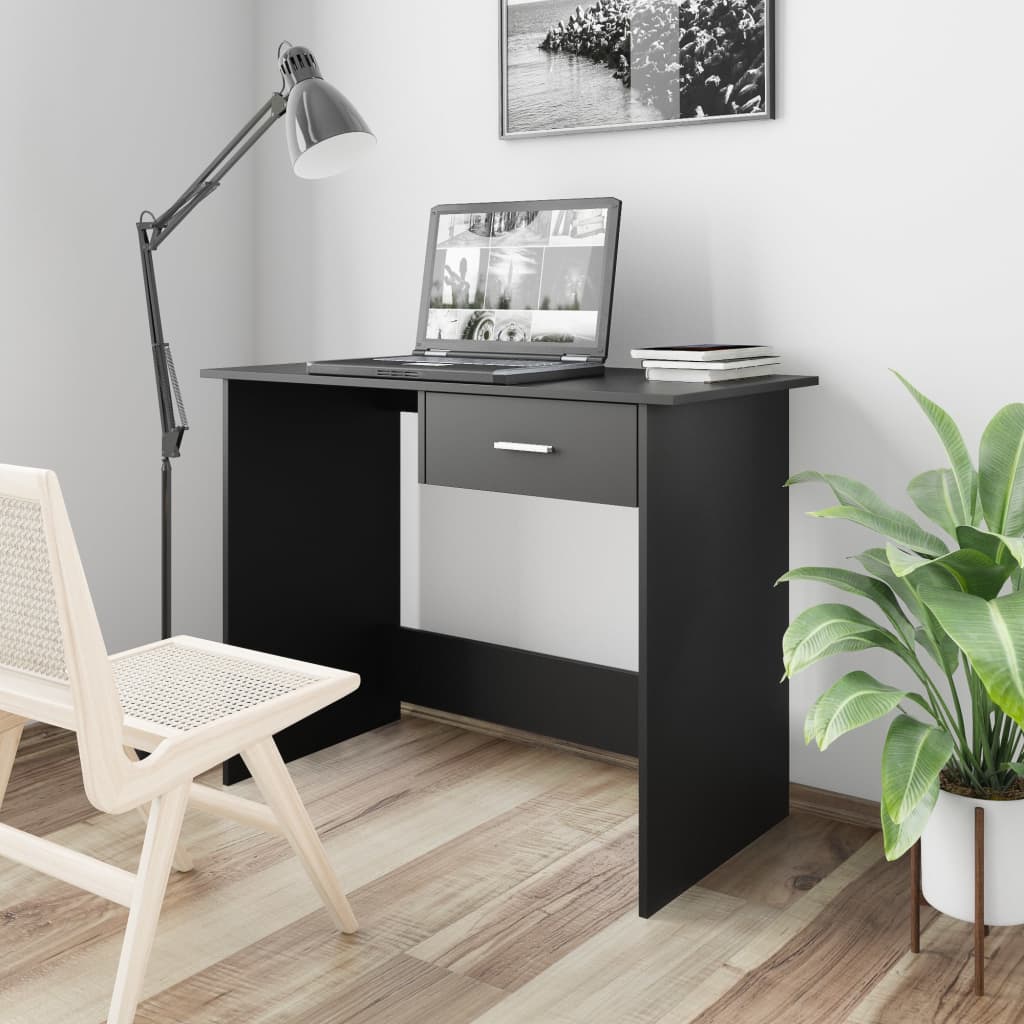 Desk Black 100X50X76 Cm Engineered Wood