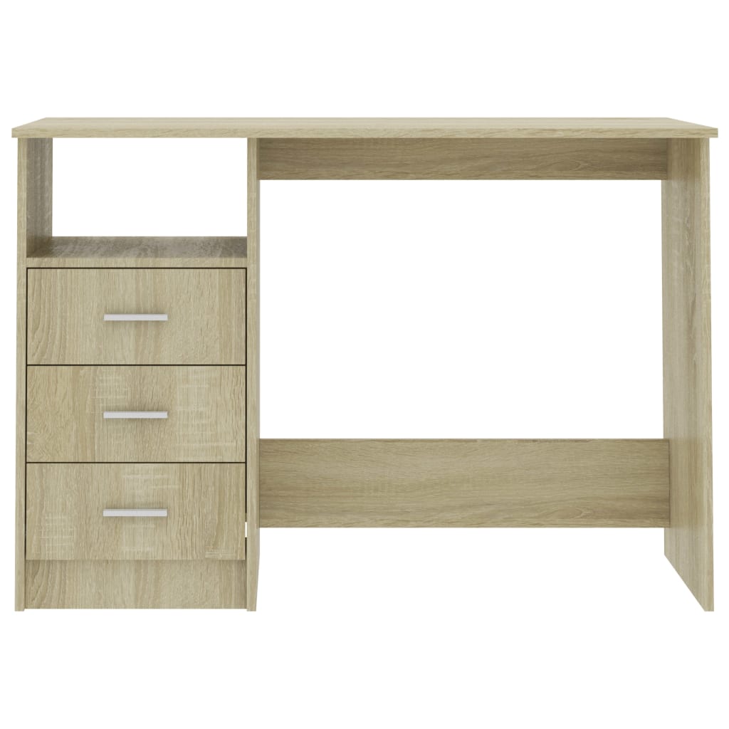 Desk With Drawers Sonoma Oak 110X50X76 Cm Engineered Wood