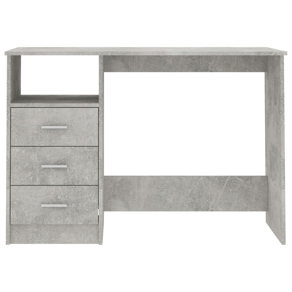 Desk With Drawers Concrete Grey 110X50X76 Cm Engineered Wood