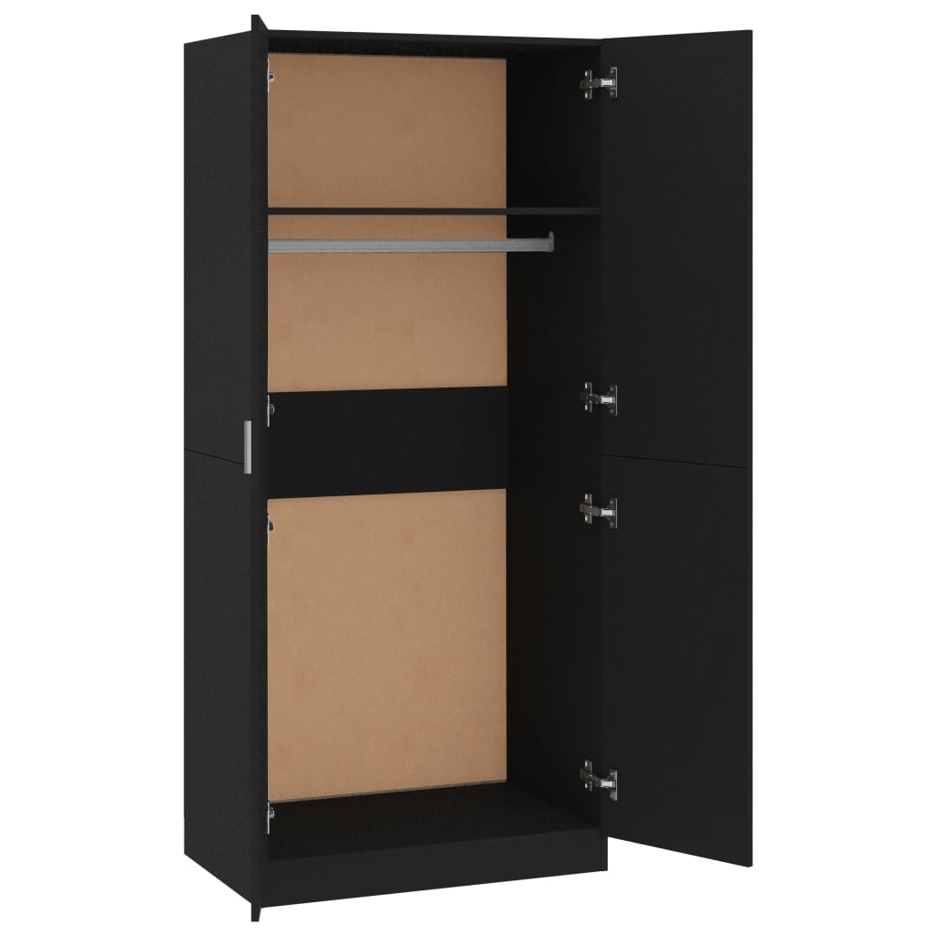 Wardrobe Black 80X52X180 Cm Engineered Wood