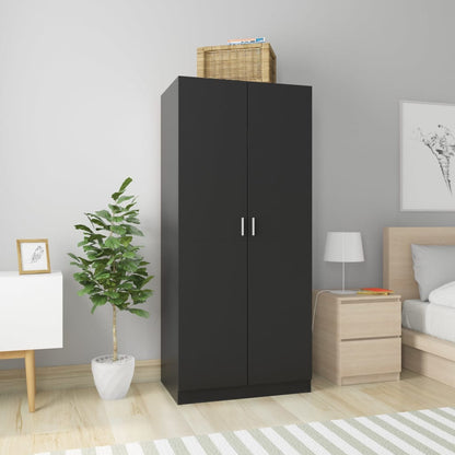 Wardrobe Black 80X52X180 Cm Engineered Wood