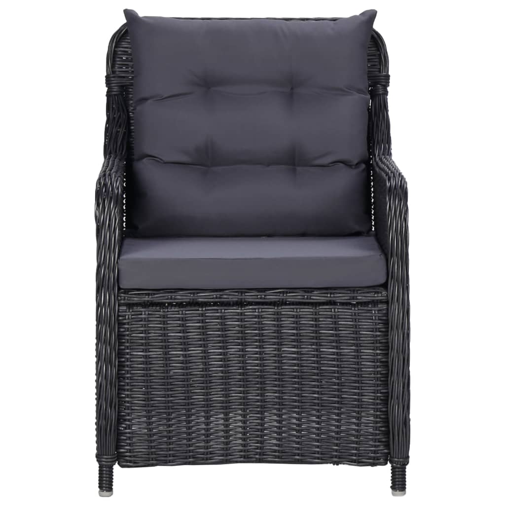 Garden Chairs 2 Pcs With Cushions Poly Rattan Black