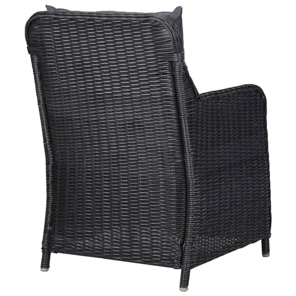 Garden Chairs 2 Pcs With Cushions Poly Rattan Black