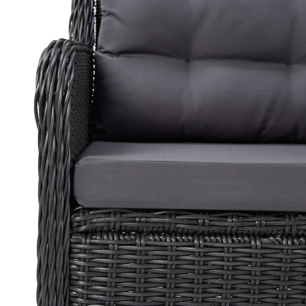 Garden Chairs 2 Pcs With Cushions Poly Rattan Black