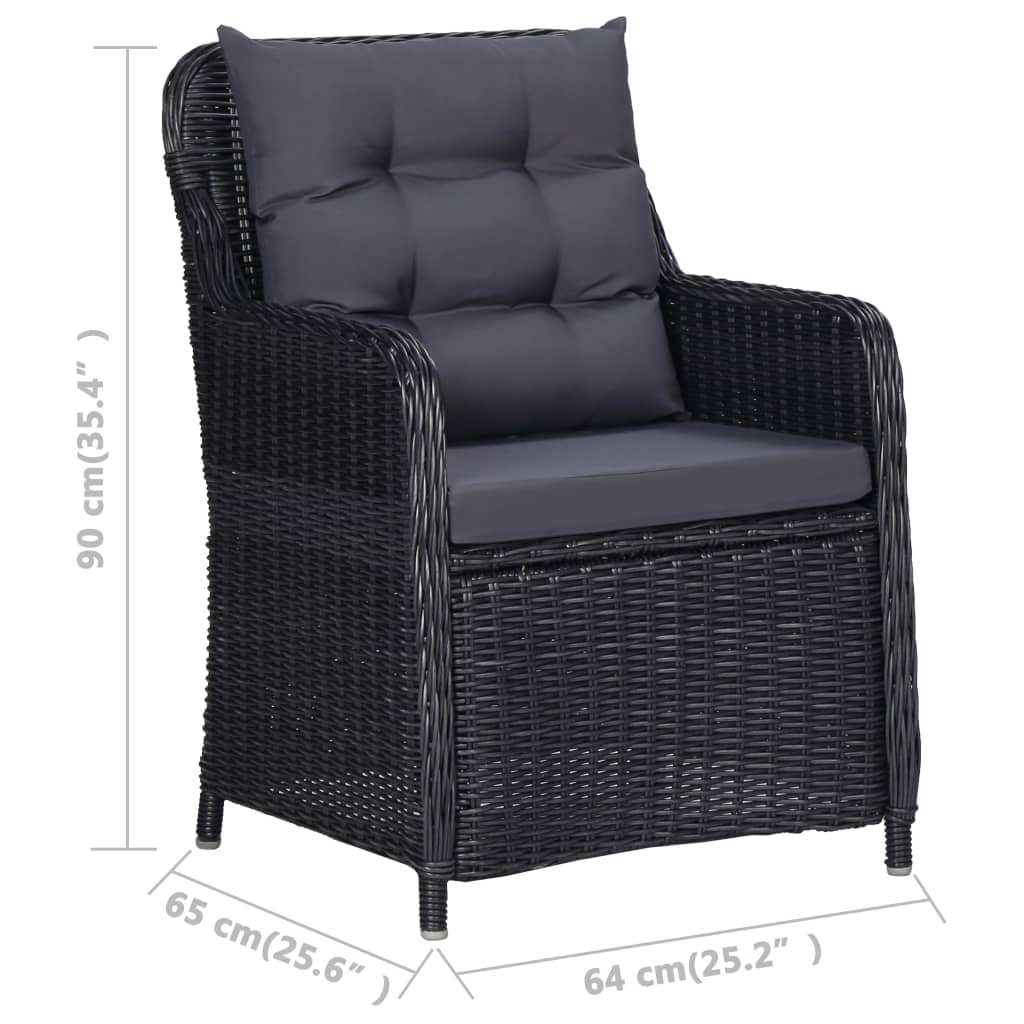 Garden Chairs 2 Pcs With Cushions Poly Rattan Black