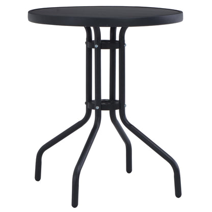 Garden Table Black 60 Cm Steel And Glass