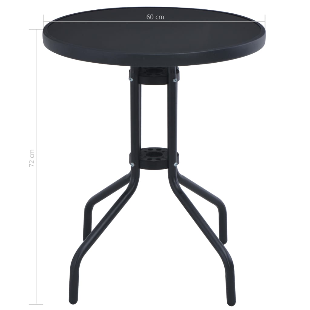 Garden Table Black 60 Cm Steel And Glass