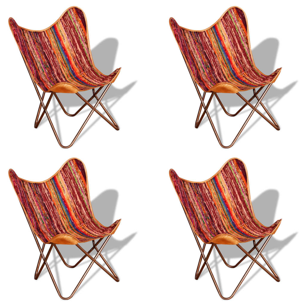 Butterfly Chairs 4 Pcs Multicolour Chindi Fabric