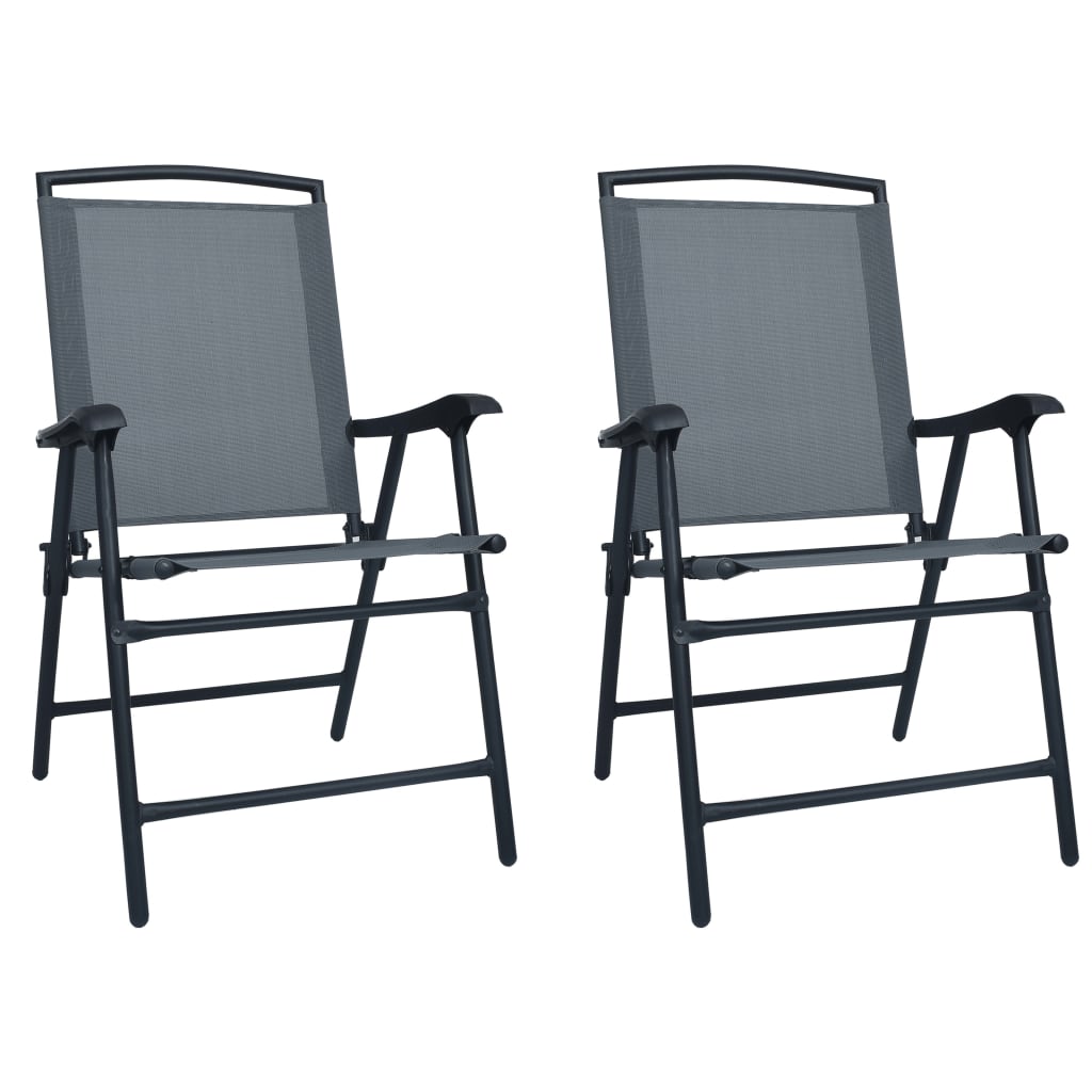 Folding Garden Chairs 2 Pcs Texilene Grey