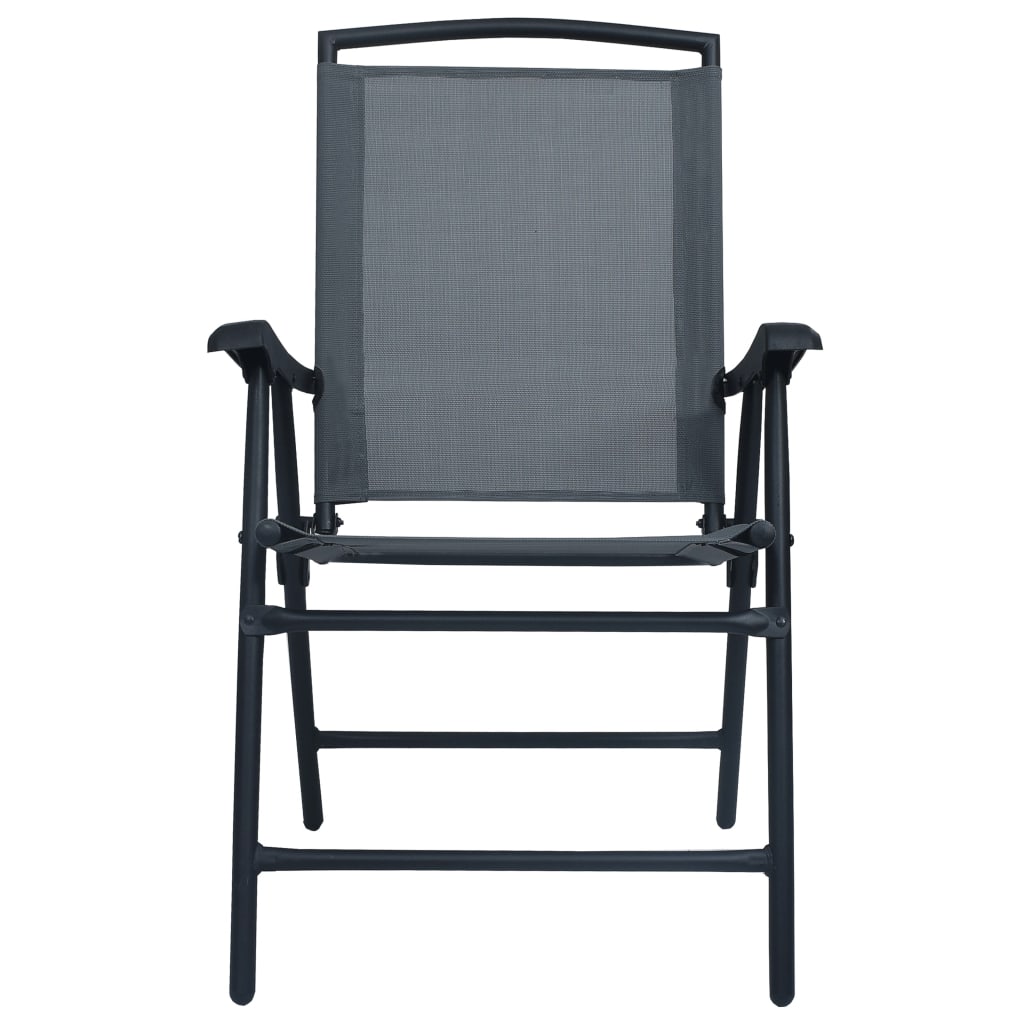 Folding Garden Chairs 2 Pcs Texilene Grey