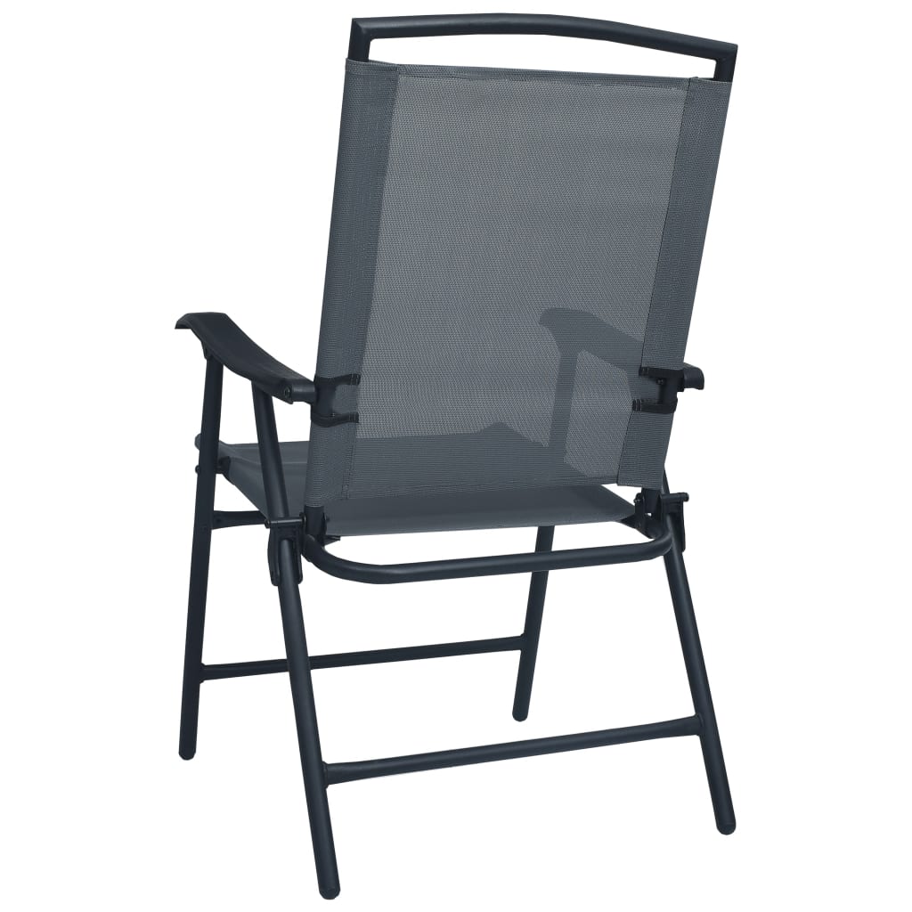 Folding Garden Chairs 2 Pcs Texilene Grey