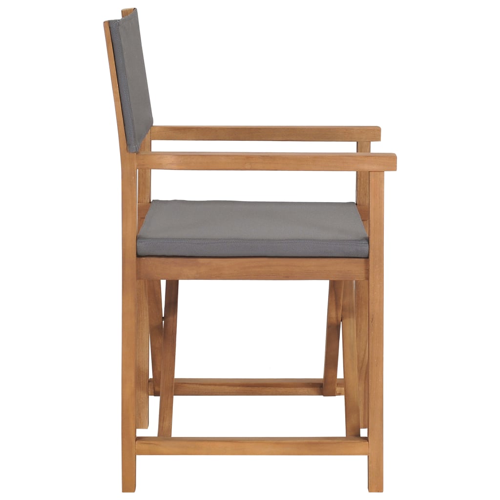 Director's Chair Solid Teak Wood Grey