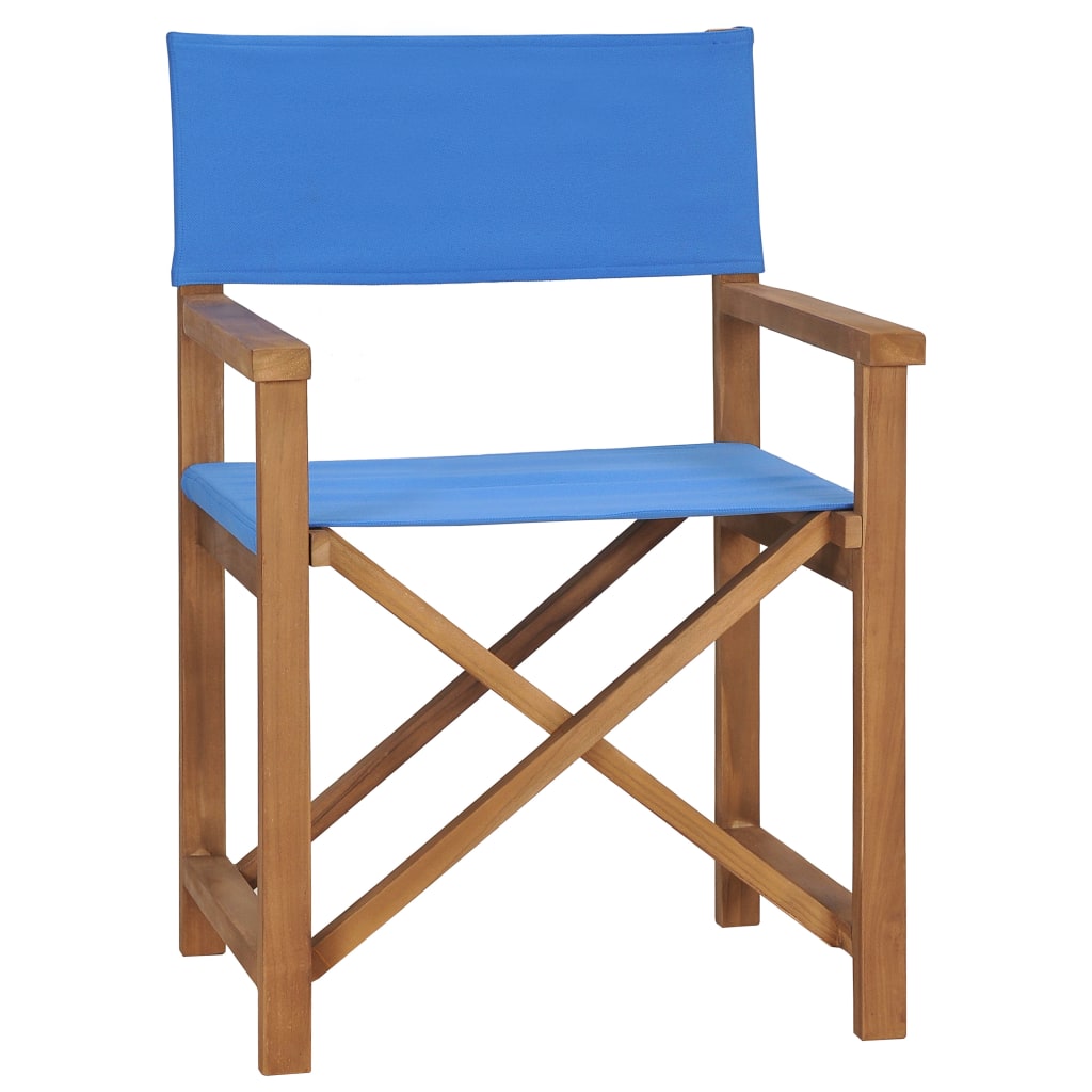 Director's Chair Solid Teak Wood Blue