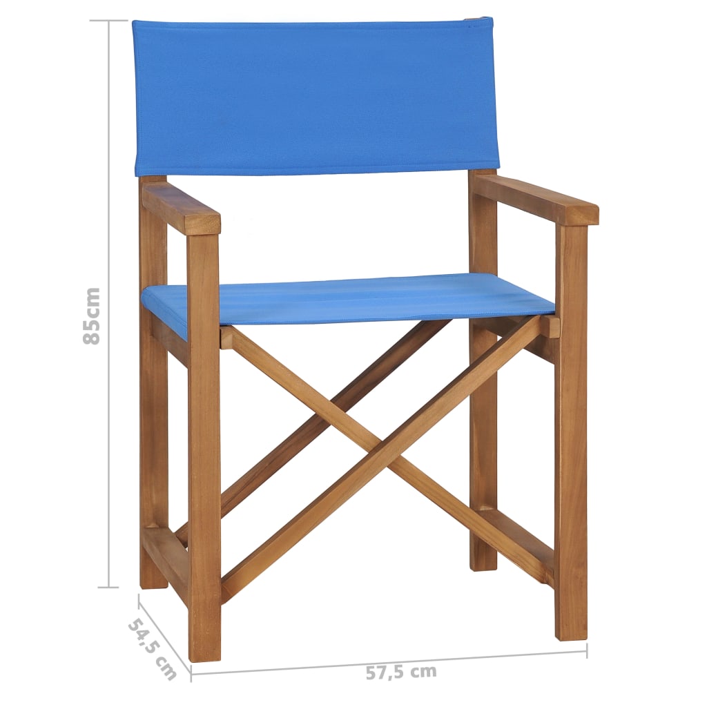 Director's Chair Solid Teak Wood Blue