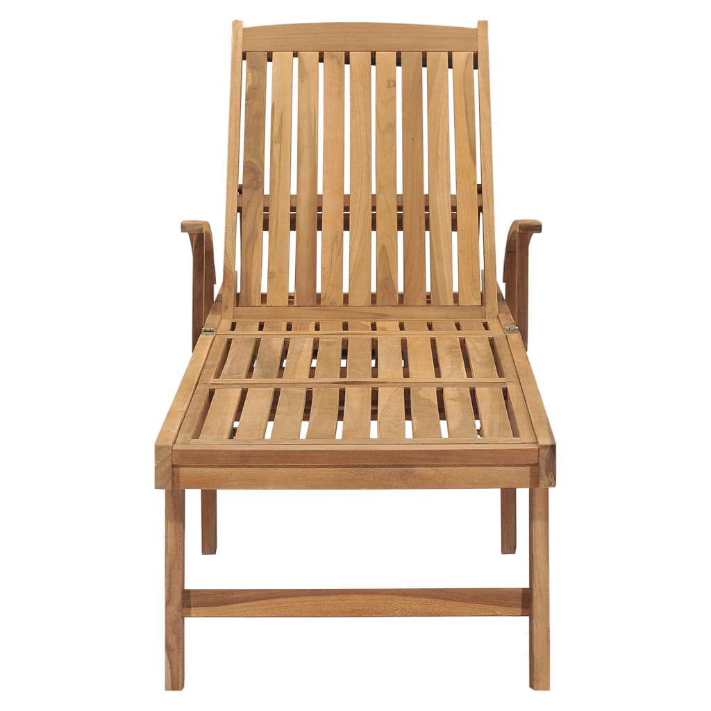 Sun Lounger With Table Solid Teak Wood