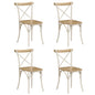 Cross Chairs 4 Pcs White Solid Mango Wood