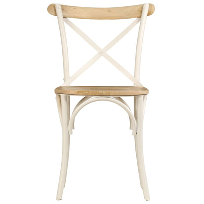 Cross Chairs 4 Pcs White Solid Mango Wood