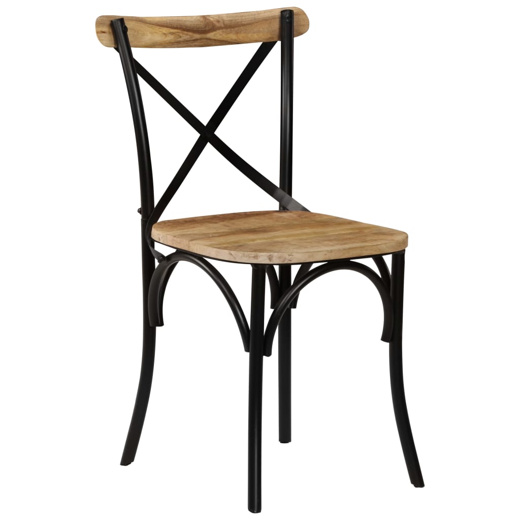 Cross Chairs 4 Pcs Black Solid Mango Wood