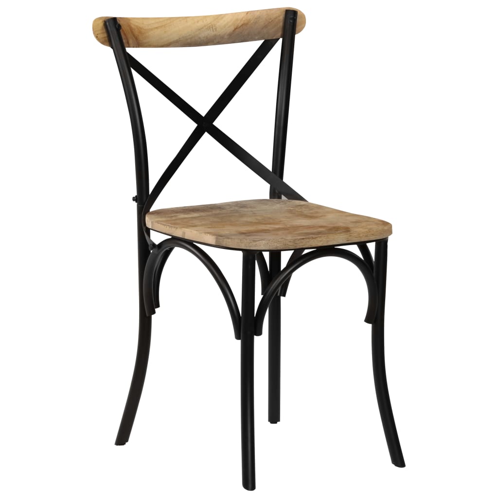 Cross Chairs 4 Pcs Black Solid Mango Wood