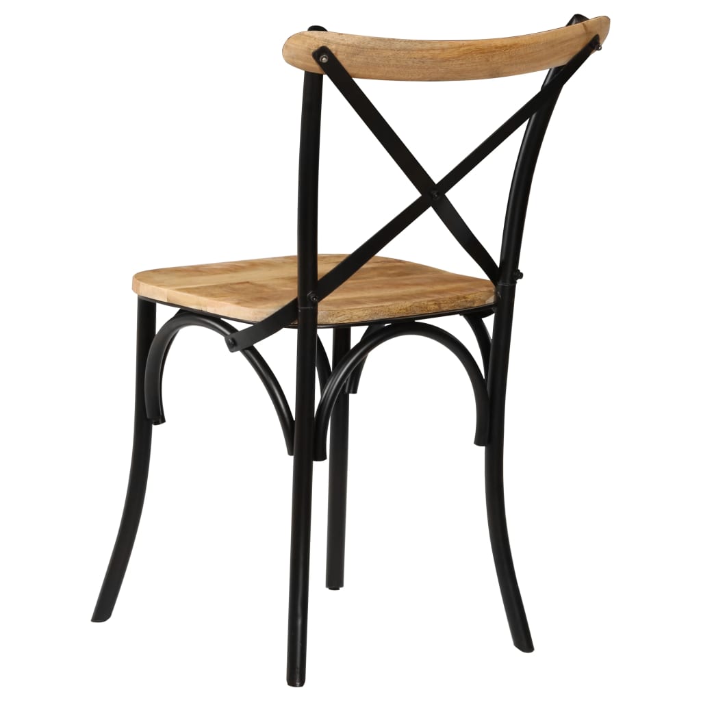 Cross Chairs 4 Pcs Black Solid Mango Wood