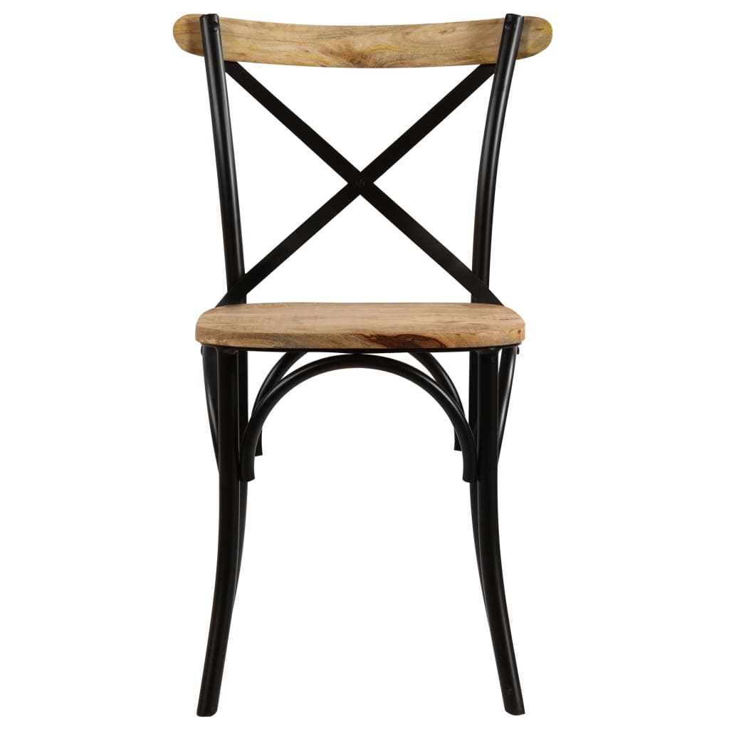 Cross Chairs 4 Pcs Black Solid Mango Wood