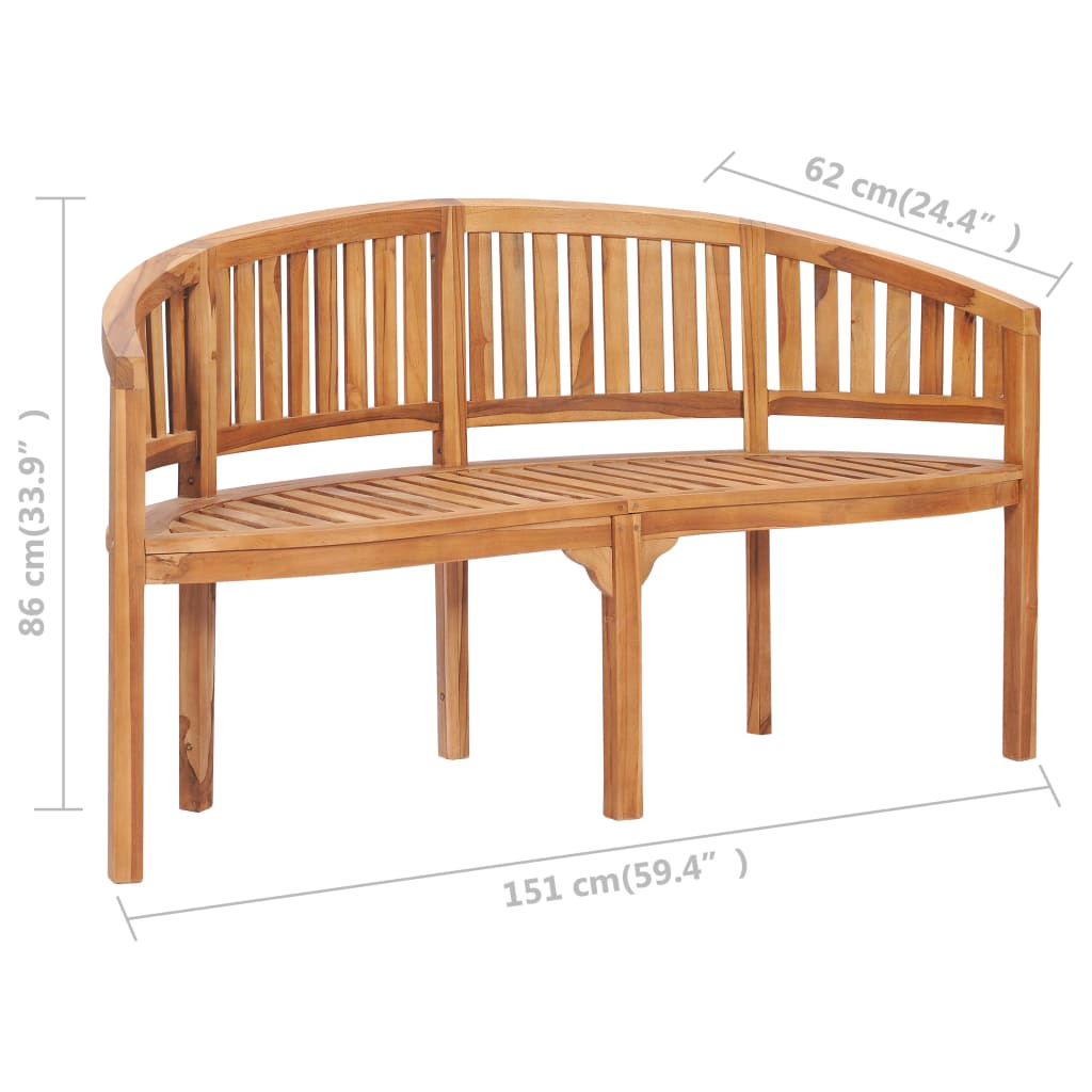 Banana Bench 151 Cm Solid Teak Wood