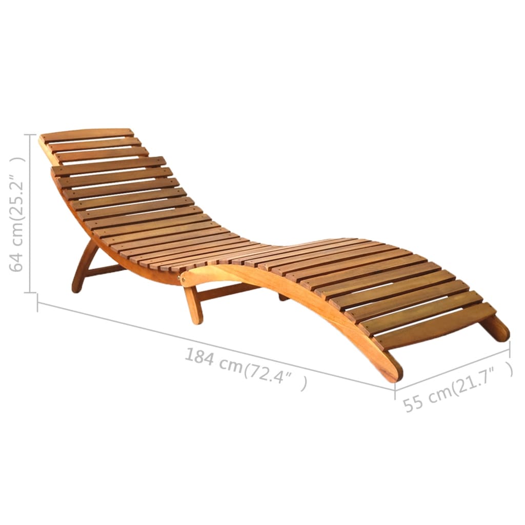 Sun Lounger Solid Acacia Wood Brown