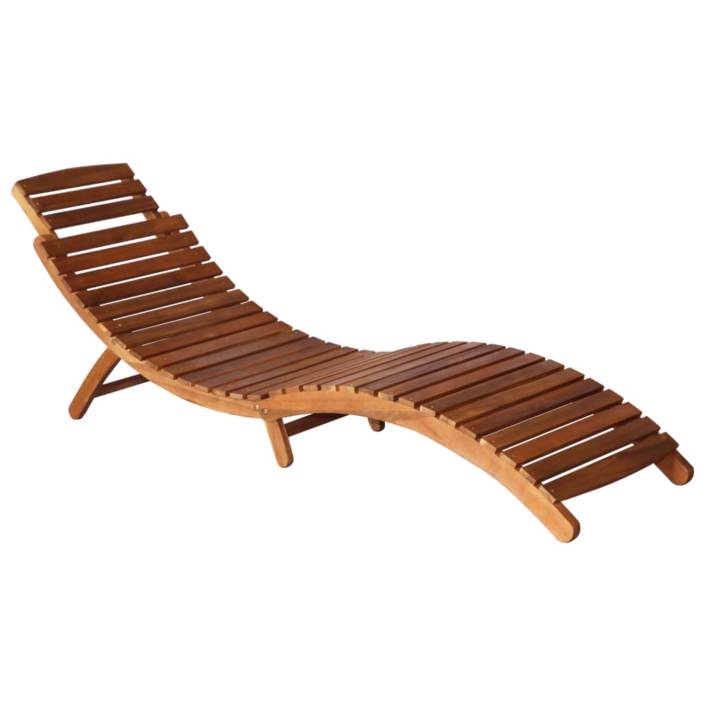 Sunlounger With Table Solid Acacia Wood Brown