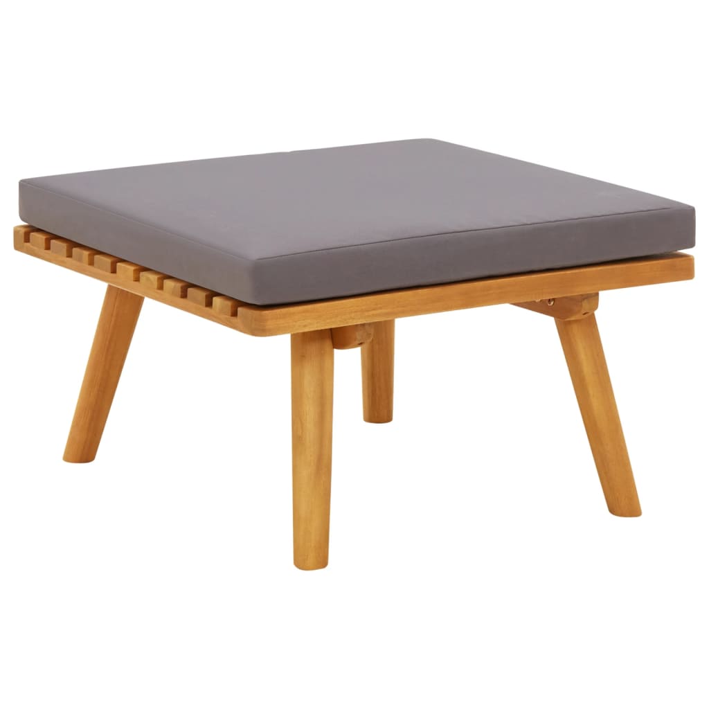 Garden Footstool With Cushion 60X60X29 Cm Solid Acacia Wood