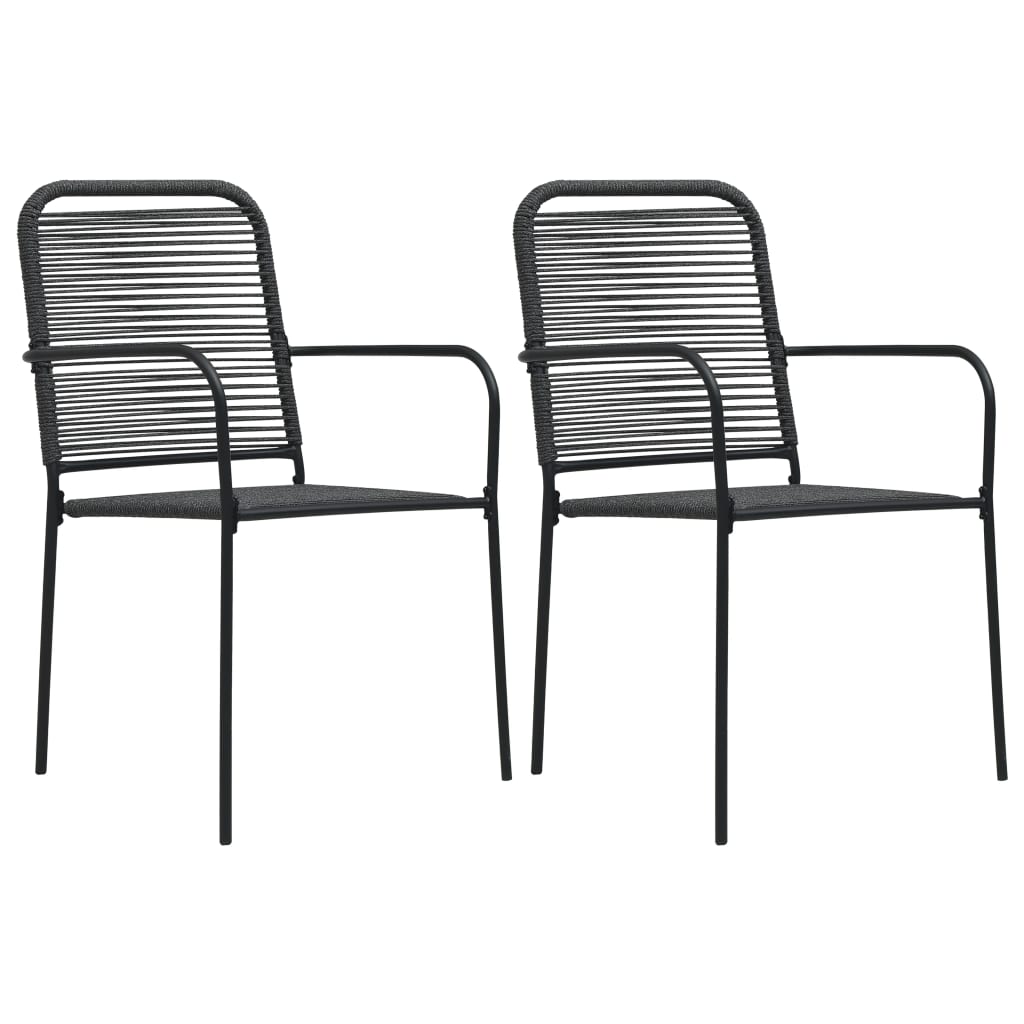 Garden Chairs 2 Pcs Cotton Rope And Steel Black