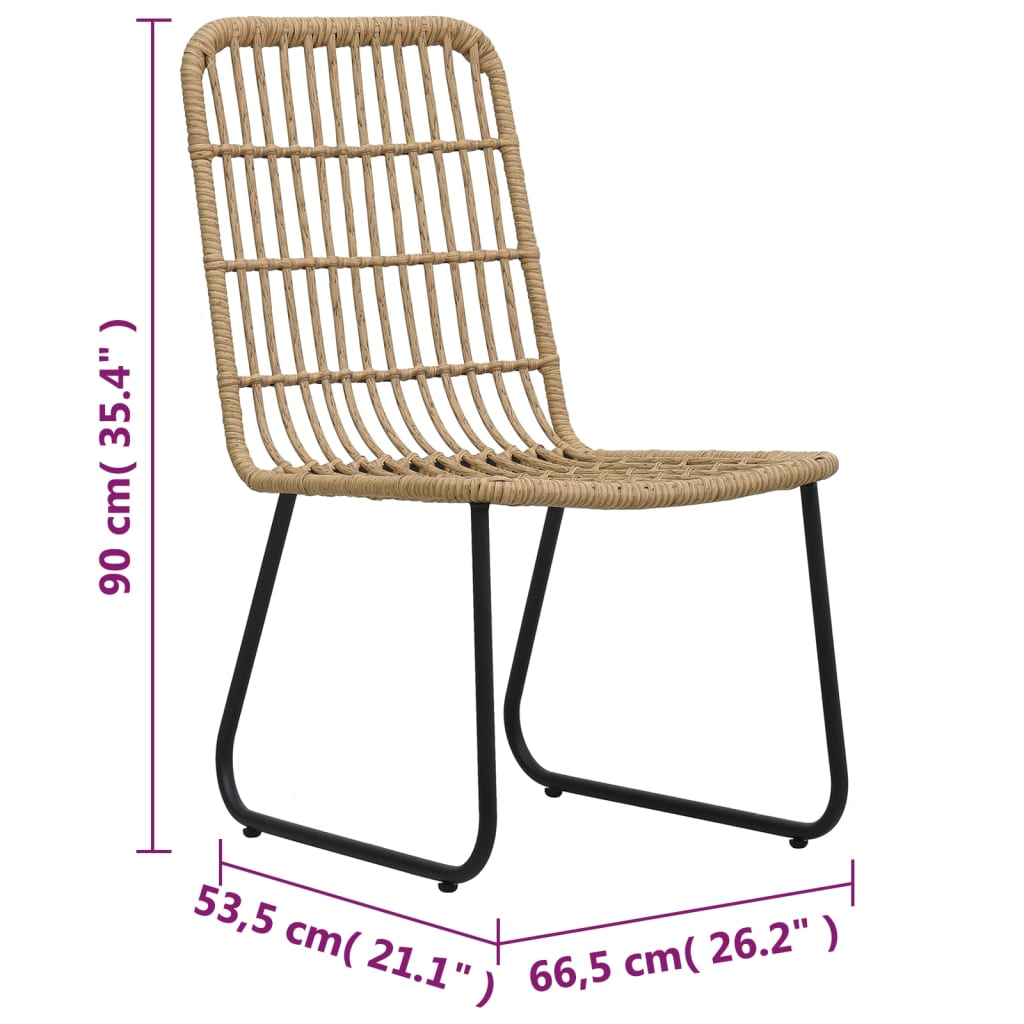 Garden Chairs 2 Pcs Poly Rattan Oak