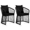 Garden Chairs 2 Pcs With Cushions And Pillows Pvc Rattan Black