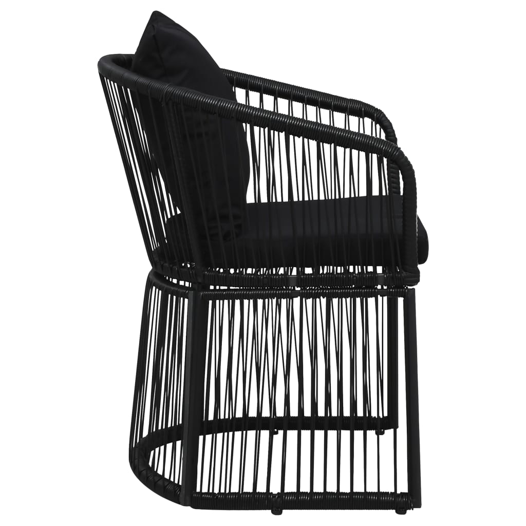 Garden Chairs 2 Pcs With Cushions And Pillows Pvc Rattan Black