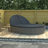 2-Person Sun Lounger With Cushions Poly Rattan Grey