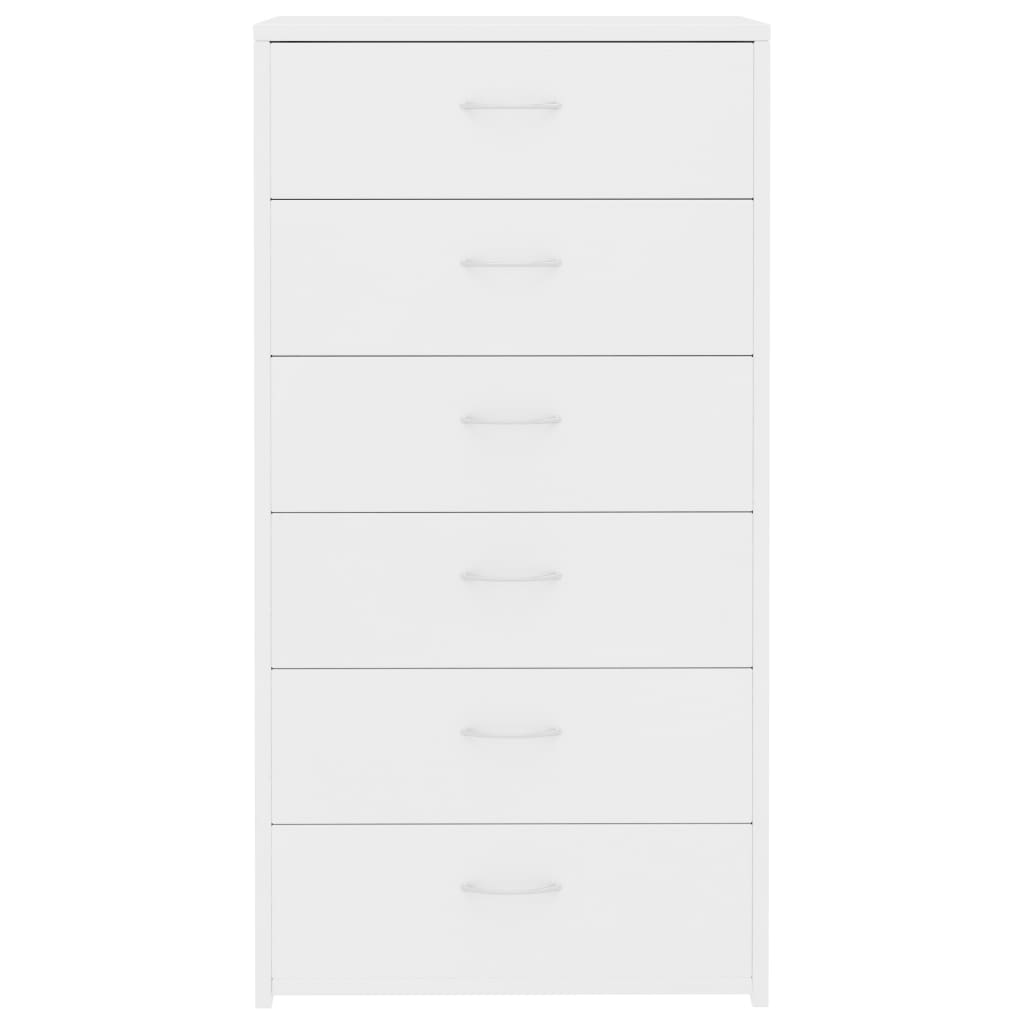 Sideboard With 6 Drawers White 50X34X96 Cm Engineered Wood