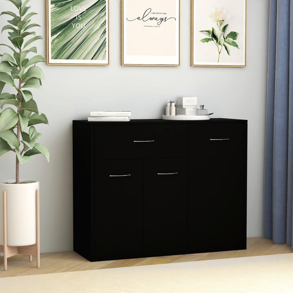 Sideboard Black 88X30X70 Cm Engineered Wood