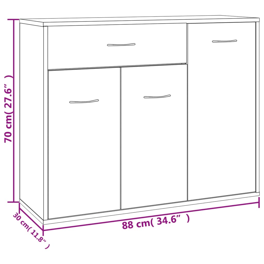 Sideboard Concrete Grey 88X30X70 Cm Engineered Wood