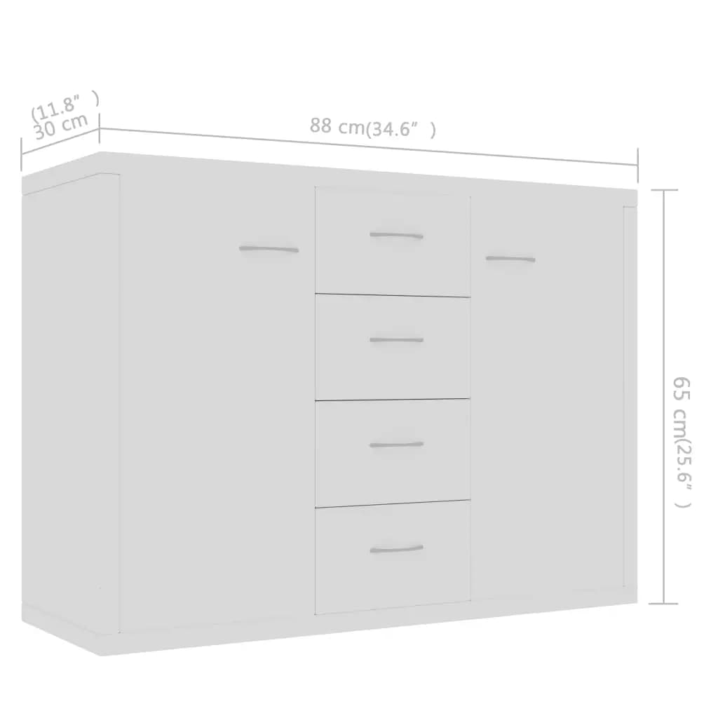 Sideboard White 88X30X65 Cm Engineered Wood