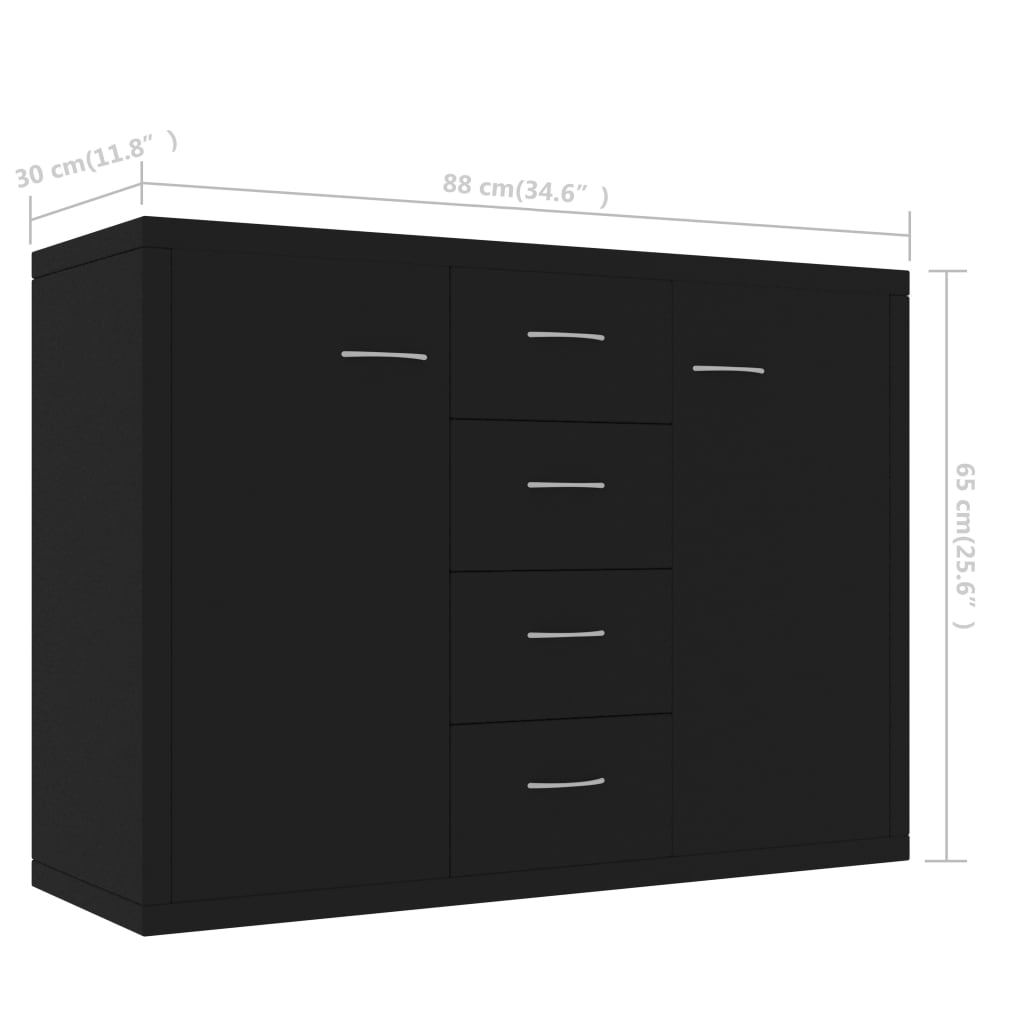 Sideboard Black 88X30X65 Cm Engineered Wood