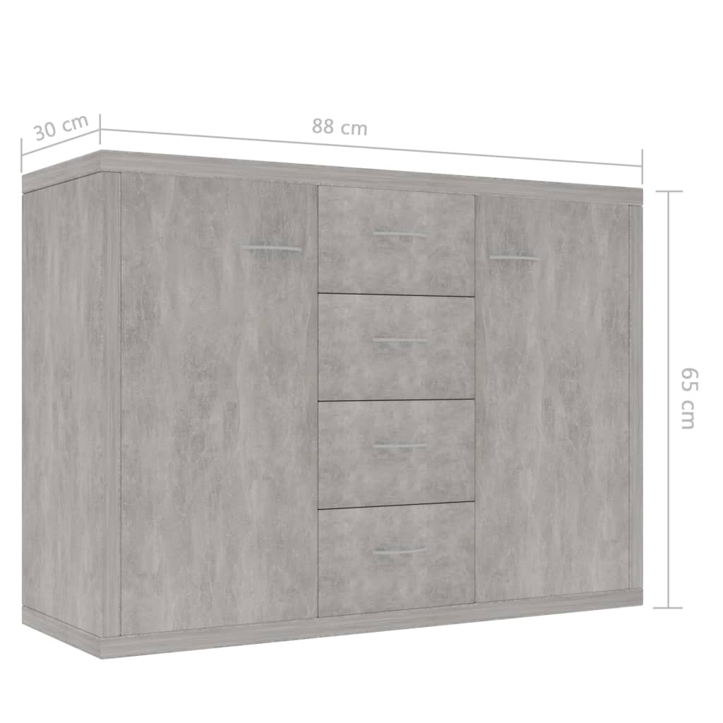 Sideboard Concrete Grey 88X30X65 Cm Engineered Wood