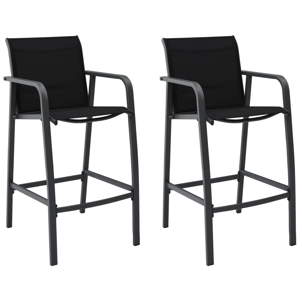 Garden Bar Chairs 2 Pcs Black Textilene