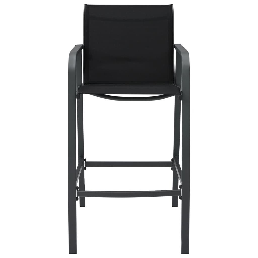 Garden Bar Chairs 2 Pcs Black Textilene