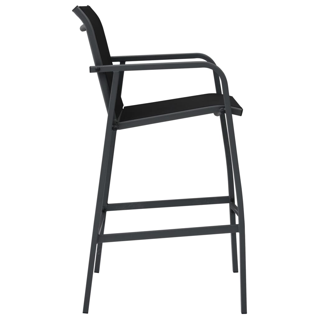 Garden Bar Chairs 2 Pcs Black Textilene