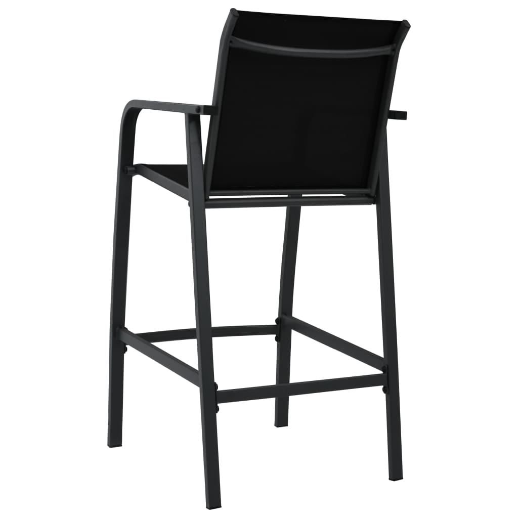 Garden Bar Chairs 2 Pcs Black Textilene