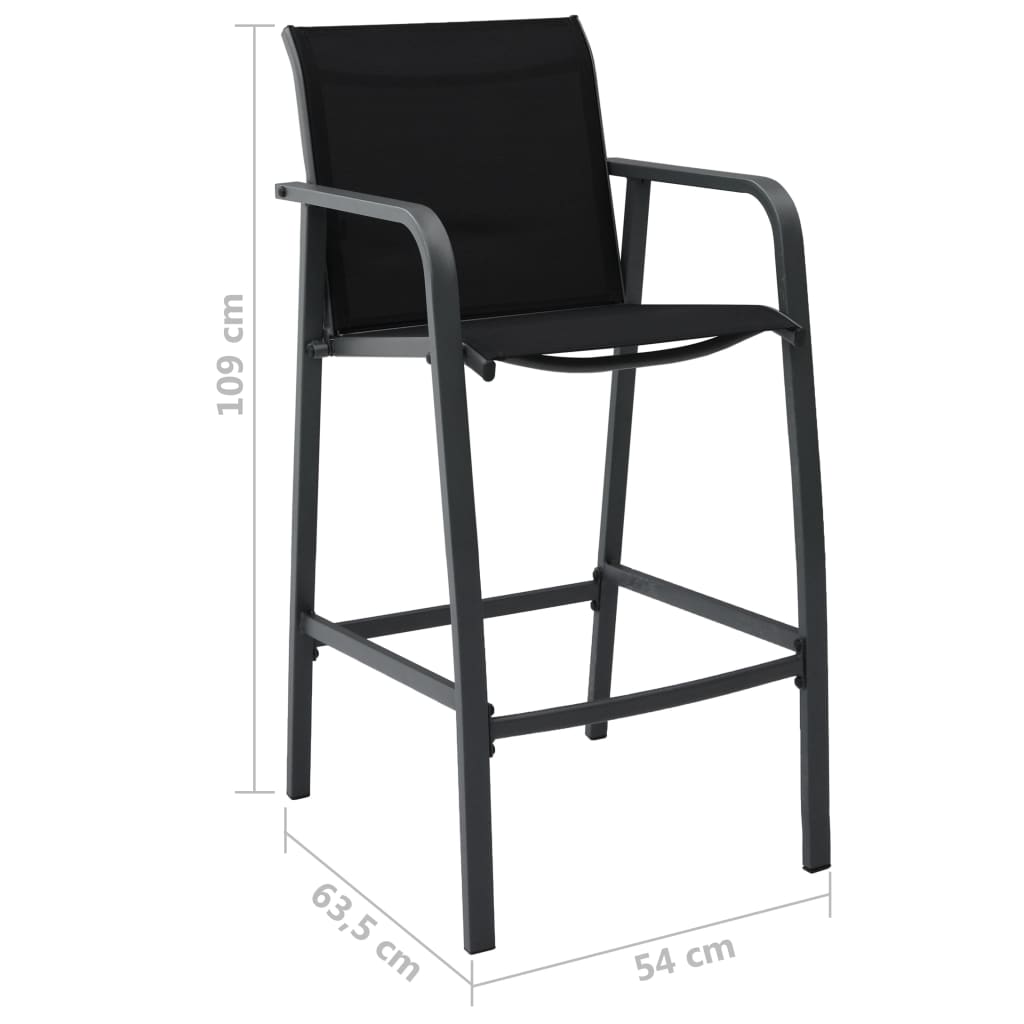 Garden Bar Chairs 2 Pcs Black Textilene