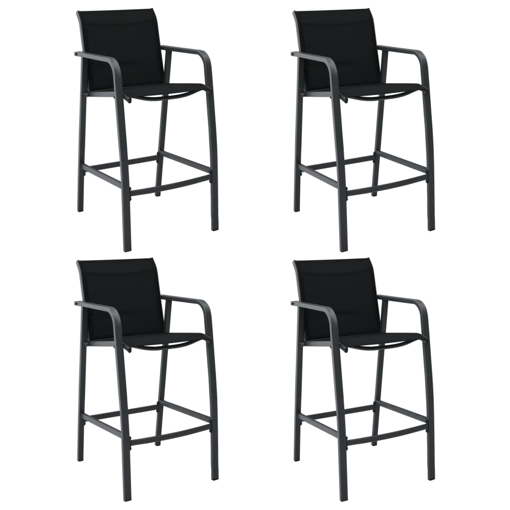 Garden Bar Chairs 4 Pcs Black Textilene