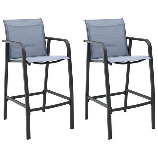 Garden Bar Chairs 2 Pcs Grey Textilene