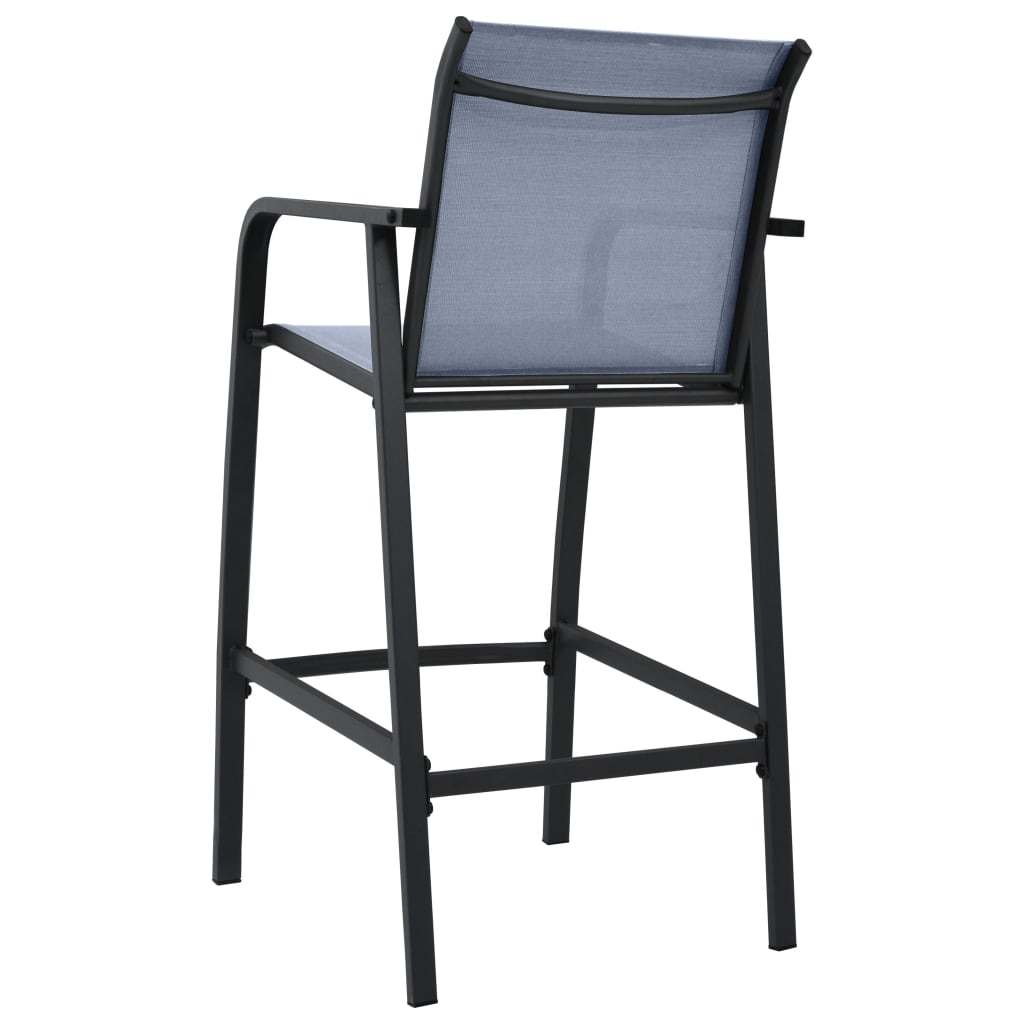 Garden Bar Chairs 2 Pcs Grey Textilene